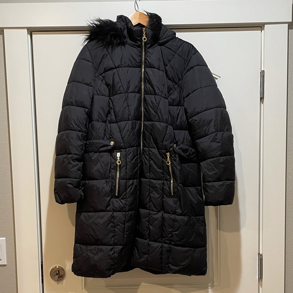 Long Winter Puffy Coat w/ Detachable Hood